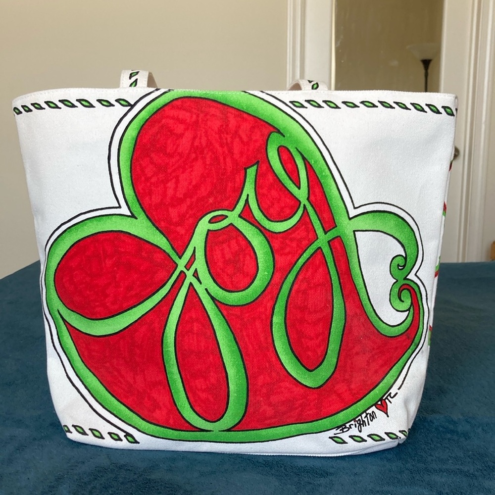 Brighton Love n Joy holiday canvas Tote Bag hearts dove